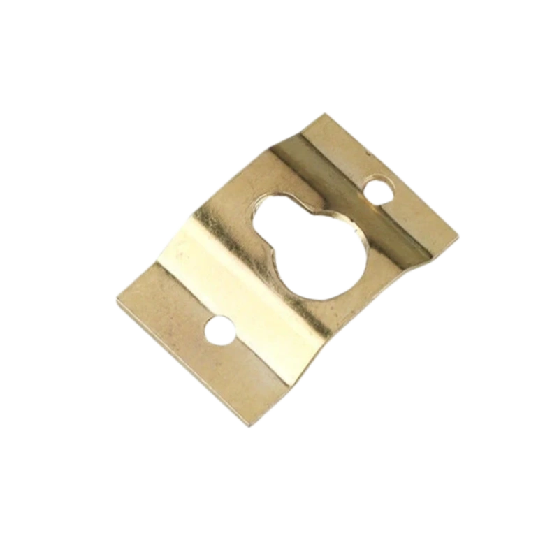 Gold Square Curved Concealed Picture Hanger 29 mm tall 18 mm wide 0.5 mm steel bow 4.5 mm figure-8 keyhole slot