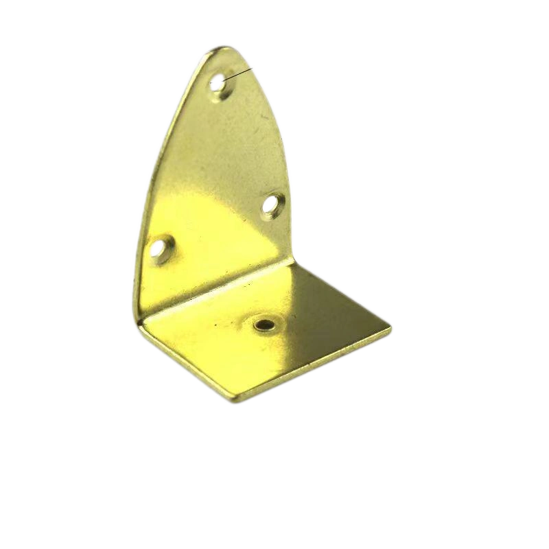 Gold Large Flat L-Bracket 60 mm variant 2 30 mm arm 41 mm base 3 holes 4 mm flat gold-tone heavy duty