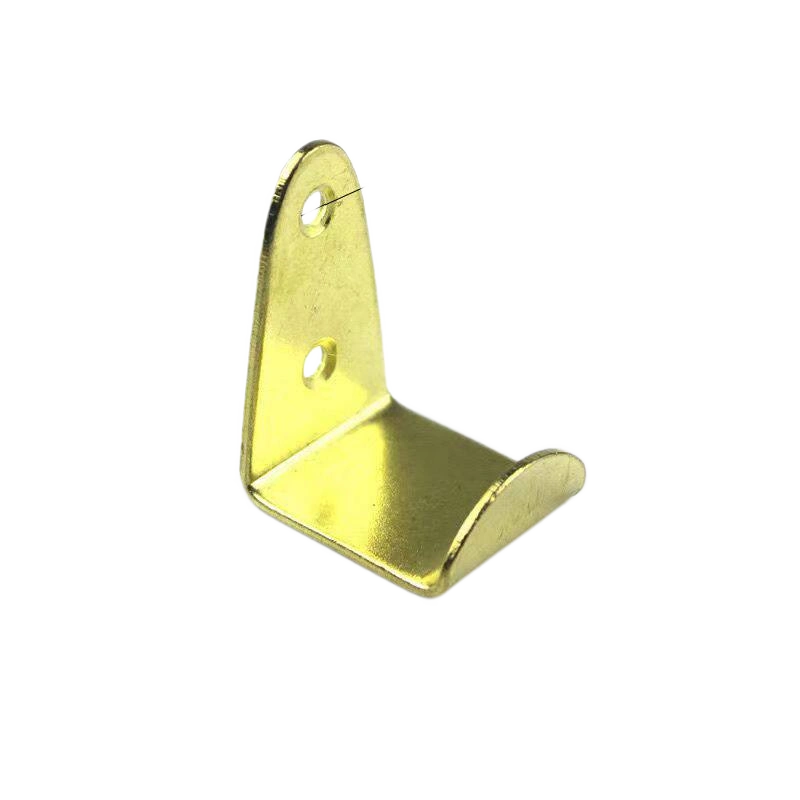 Gold Small Hook L-Bracket 40 mm variant 3 27 mm arm 27 mm base retaining lip 4 mm holes gold